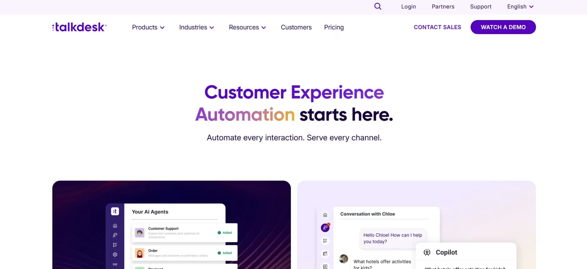 Talkdesk AI Homepage
