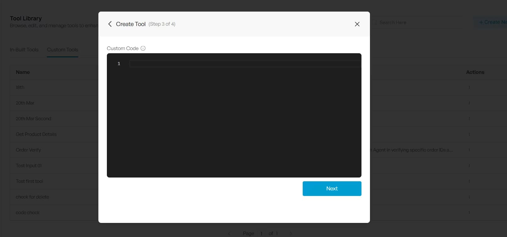 Enter custom code to build tools