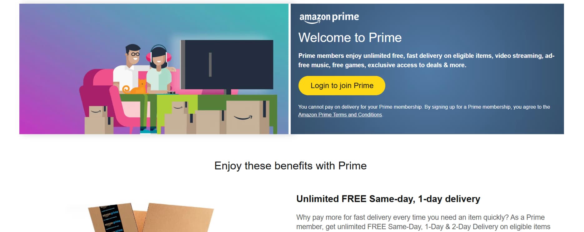 Amazon Prime Loyalty Program Page